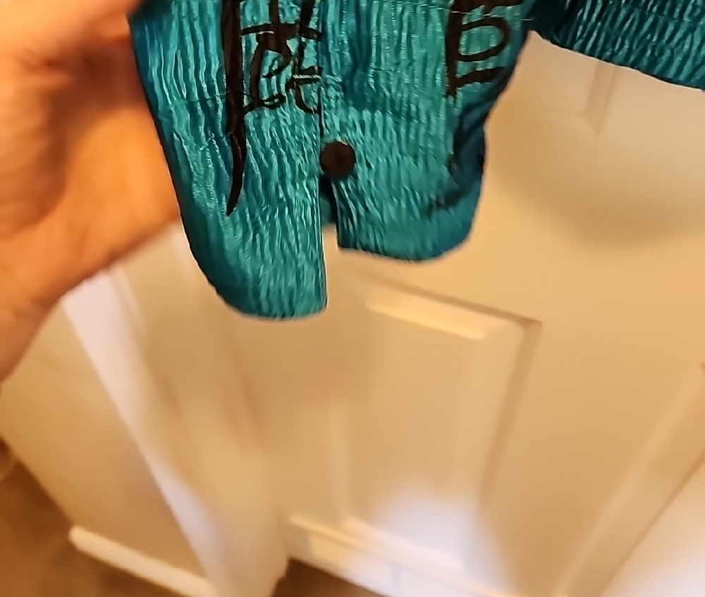 Chico's Teal Jacket with Black Pattern - Picture 7 of 9